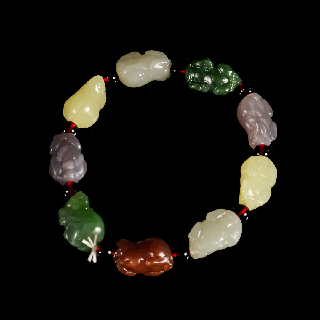 LOT.054和田玉多宝貔貅手串/X3604