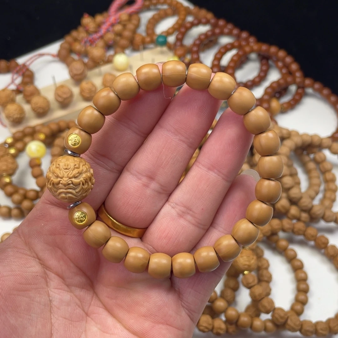 猴头核桃手串小微微瑕哑光直切镶嵌搭配款