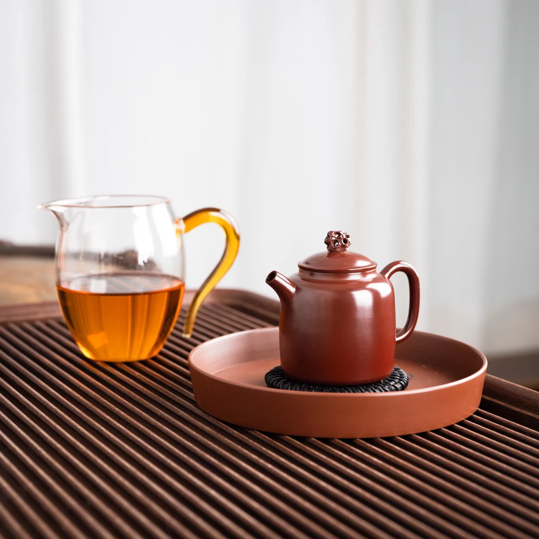 『中国红玲珑禅钟壶』坭兴陶茶壶气烧球孔高身泡茶壶茶具140cc12555