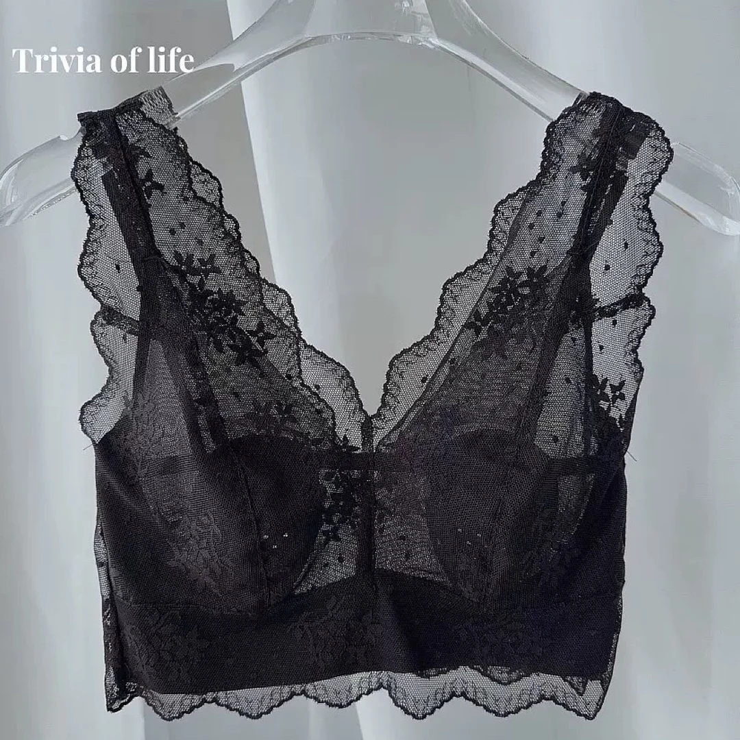 【秋冬内搭】2025新款兔耳朵杯宽肩带蕾丝性感内衣美背吊带薄款女