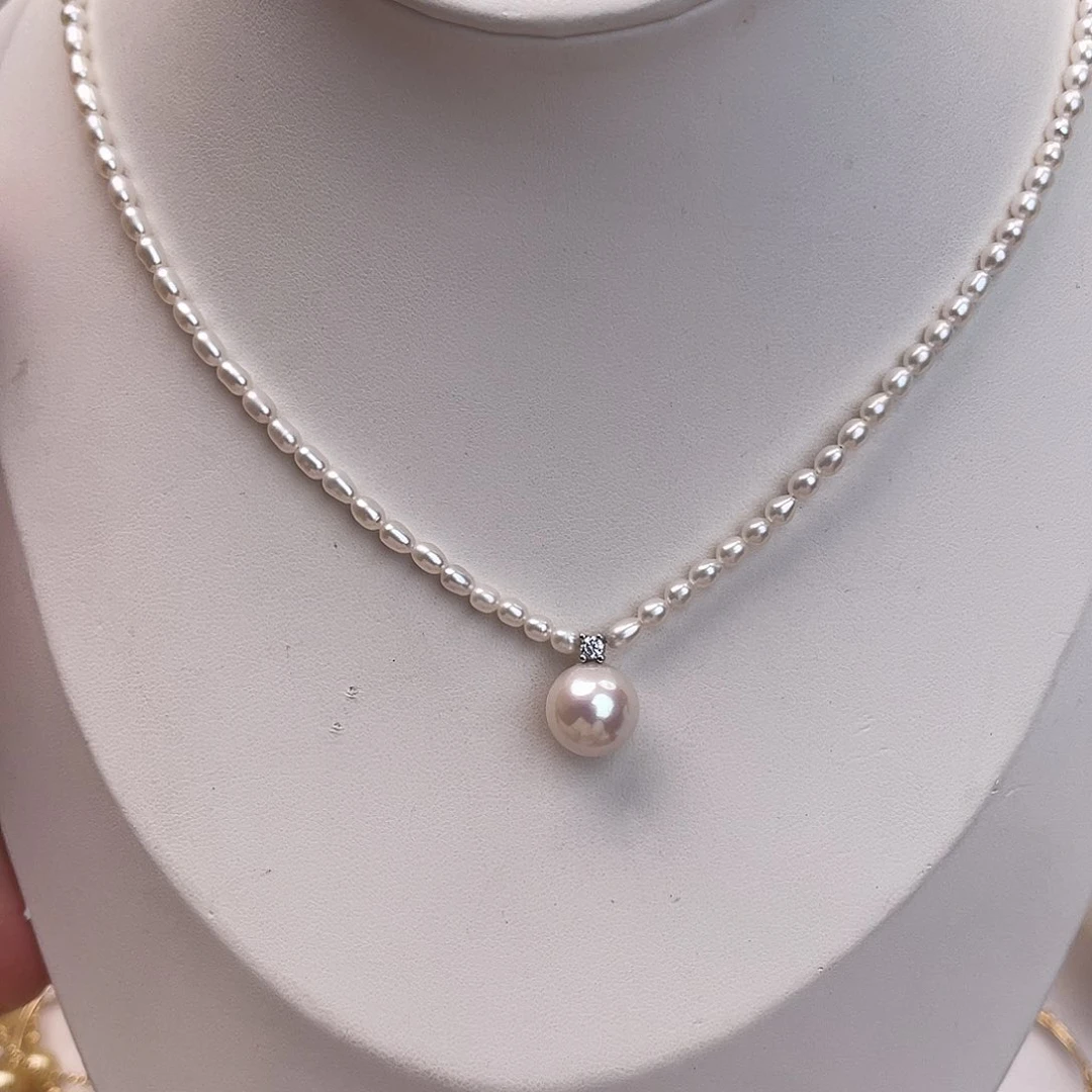 淡水珍珠银S925镶嵌颈饰