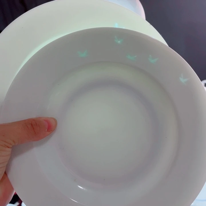 青花玲珑8寸折腰盘5个鸟2个