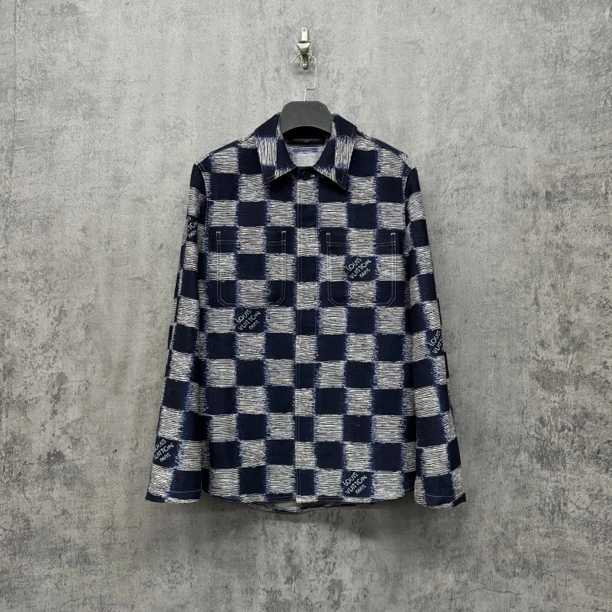 未使用 LouisVuitton/路易威登 Lv满Logo刺绣衬衫式外套/WK536/S