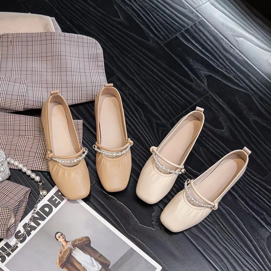 【保国女鞋】浅口一脚蹬方跟温柔单鞋方头粗跟玛丽珍鞋（9510-15）