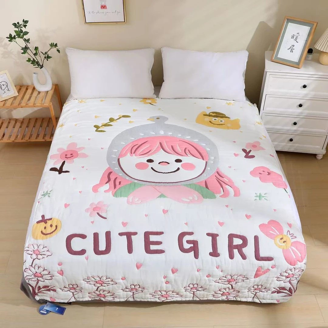 【粉系娃娃】全棉纱布150*200cm亲肤可爱卡通柔软加厚秋冬泡芙被
