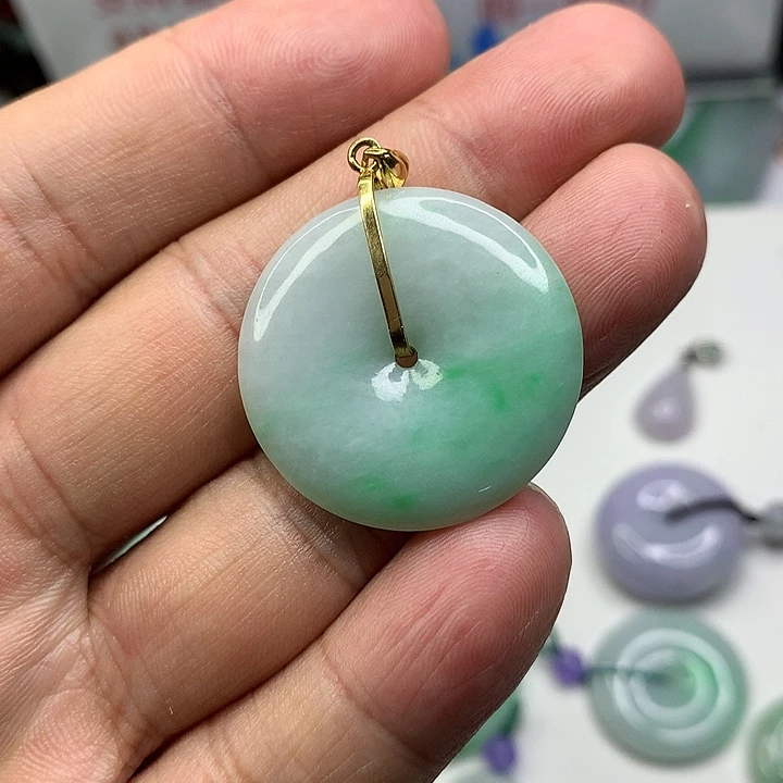 翡翠18K金镶嵌吊坠(不含链)你**你