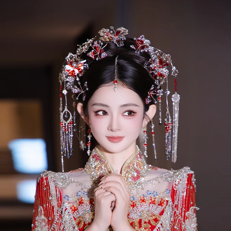 合金婚庆饰品 中式新娘结婚大后区头饰减龄流苏眉心坠配饰女G0233