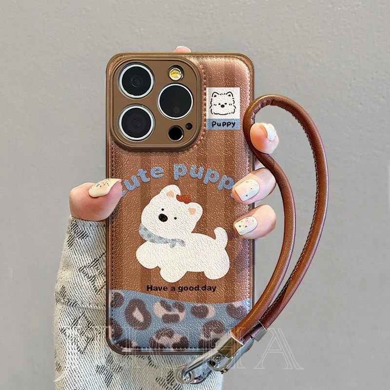 复古豹纹小狗适用苹果16手机壳网红爆款华为VIVO小众荣耀OPPO红米