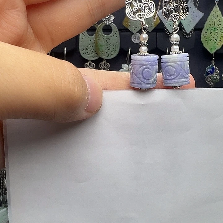 s***容翡翠银S925镶嵌耳饰