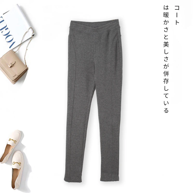 秋冬款女士加厚保暖裤柔软舒适松紧腰加绒可外穿00025简约舒适
