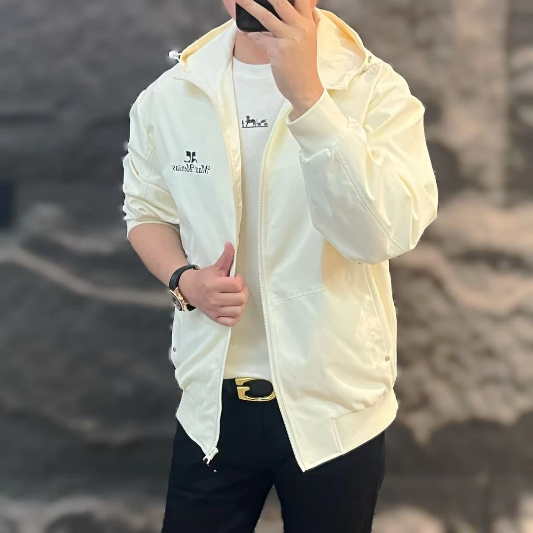 新款高端男士潮流百搭个性胸标休闲连帽夹克A+733