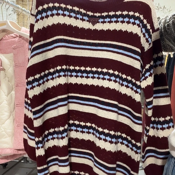 长款针织套头衫穿140斤内