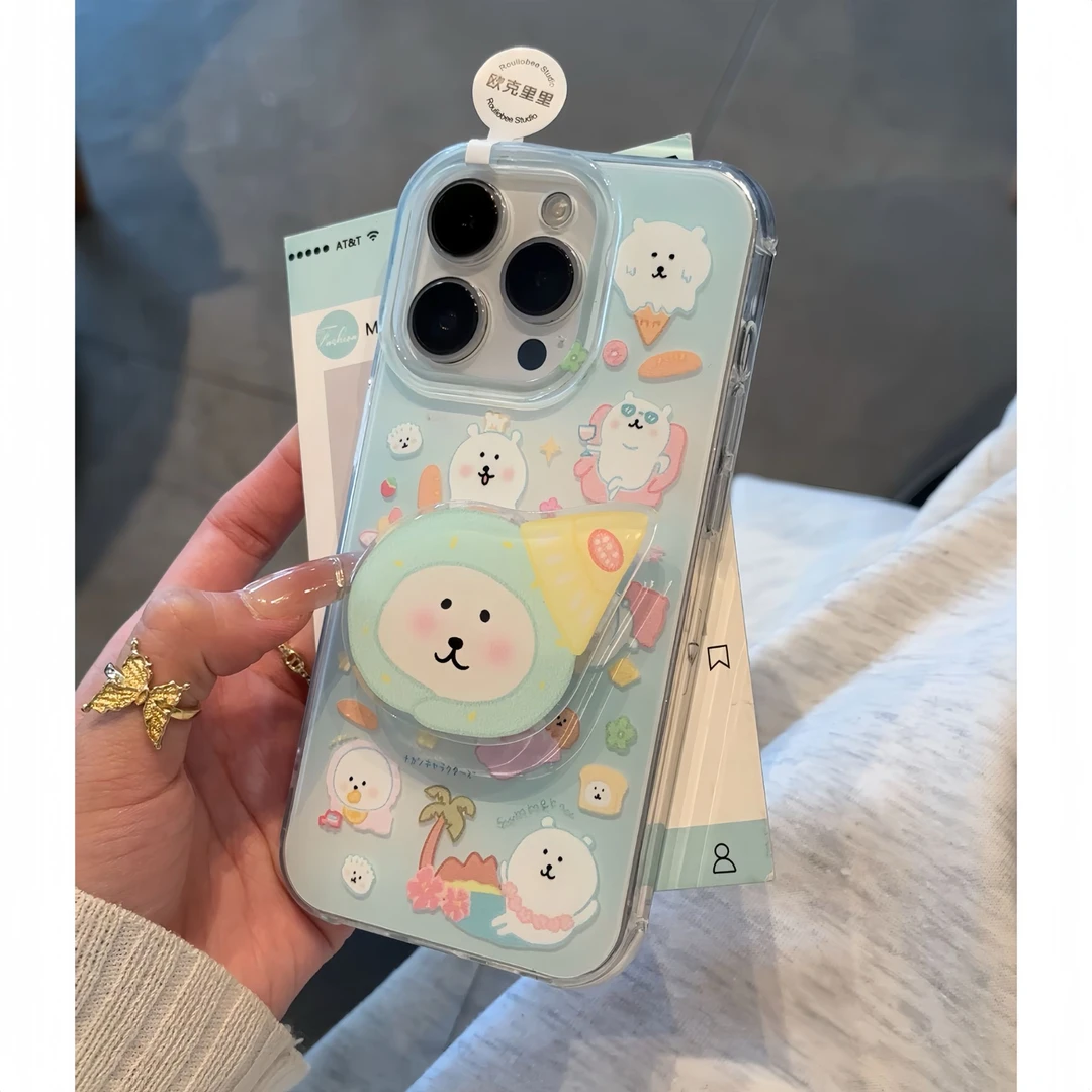 欧克里里冰淇淋自嘲熊支架苹果16/15手机壳华为P70vivo小米15oppo