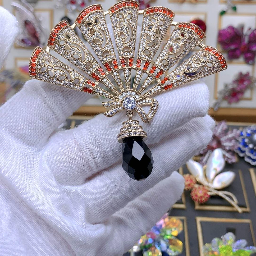 铜仿水晶胸针胸花别针
