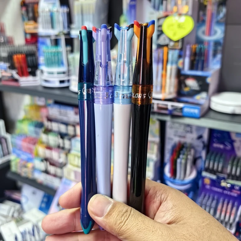 点石巡航三色笔4支混色-可备注颜色-黑红蓝三色中性笔