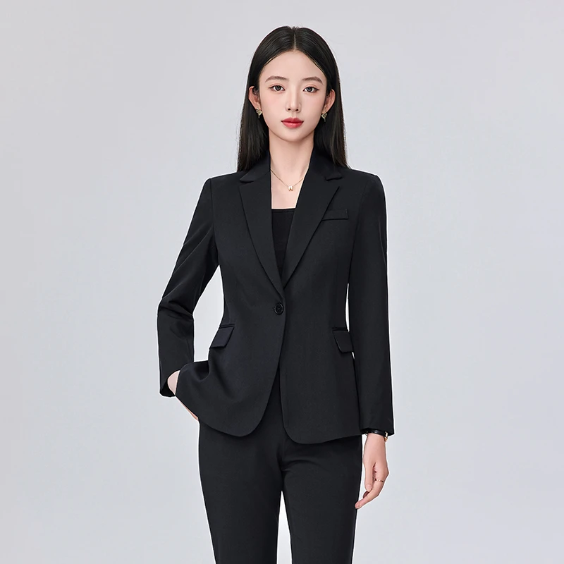 黑色西装套装女职业装工作服高级感气质时尚公考面试正装西服外套