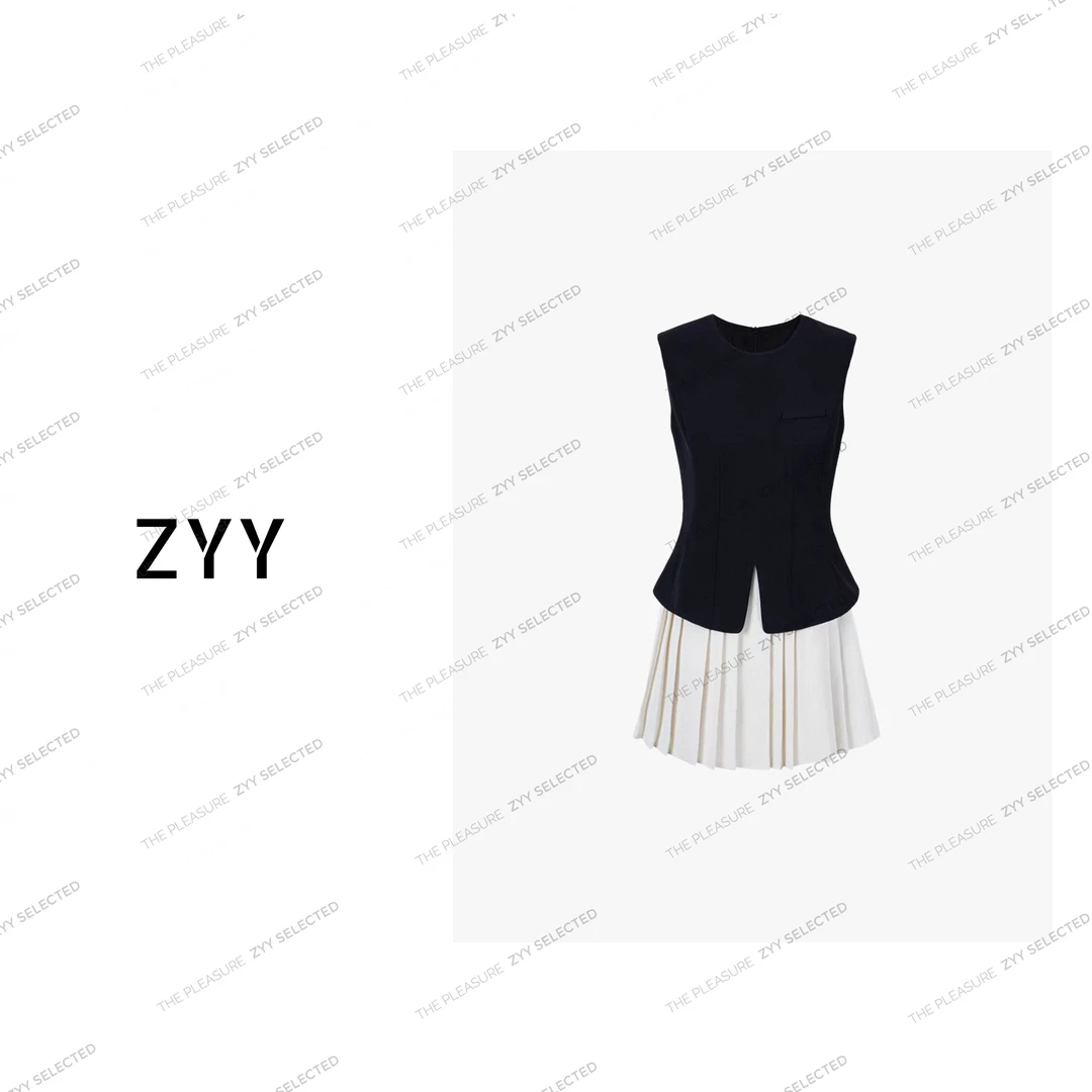 ZYY【半岛之夏】2025/S新品拼接假两件背心连衣裙子女X25XLYQ01904