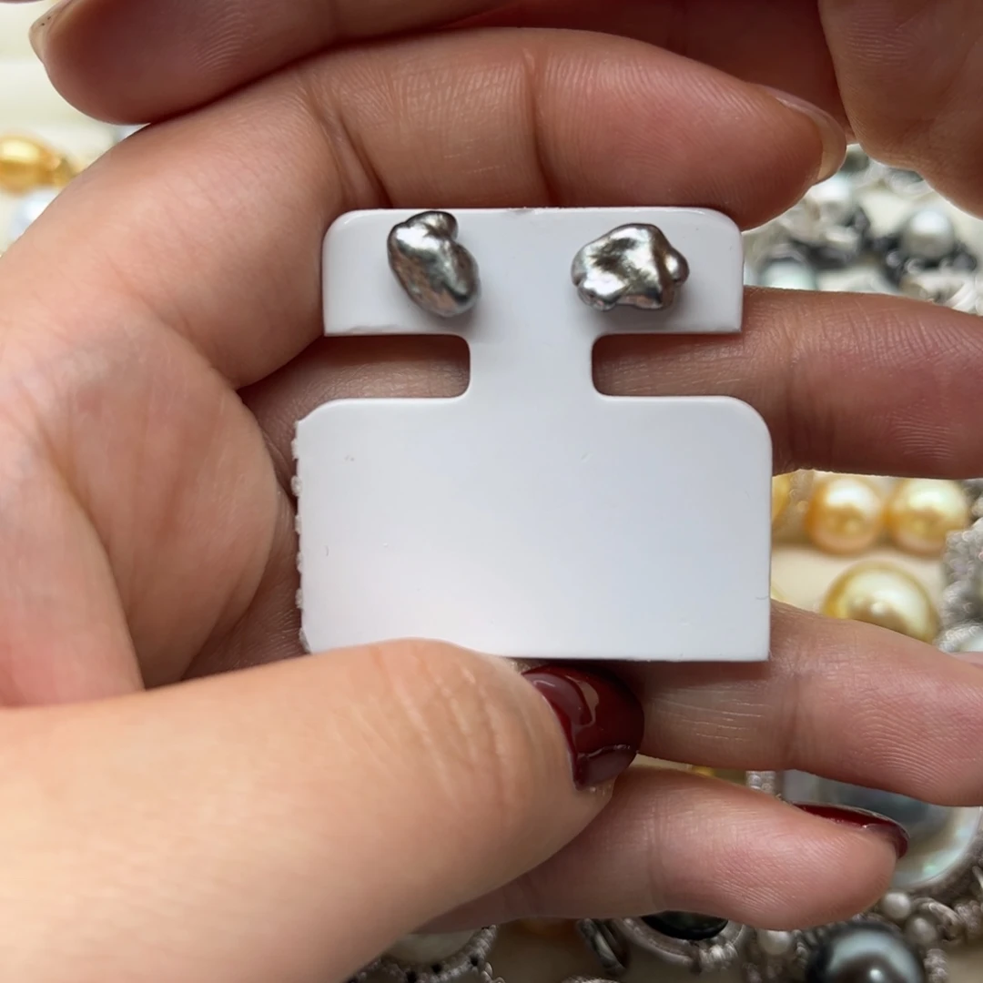 耳饰银S925镶嵌海水珍珠