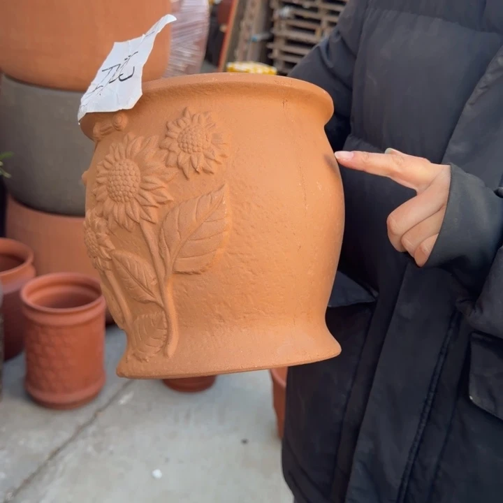 紫砂花盆口20高20宜兴红陶粗糙正常