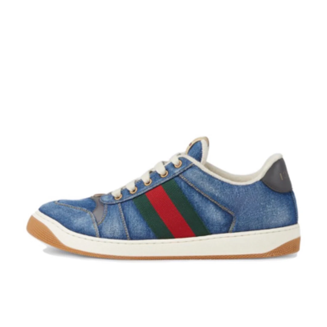 全新未使用 GUCCI/古驰 GUCCI古驰 Screener 牛仔布 圆头系带厚底