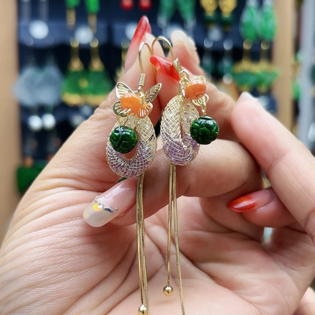 翡翠未镶嵌耳饰耳坠
