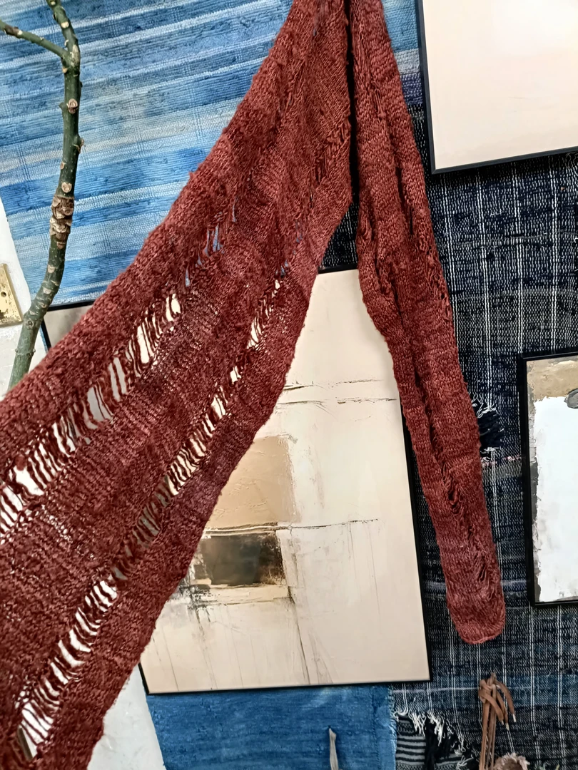 植物染色柞蚕丝围巾（长220厘米宽30厘米）