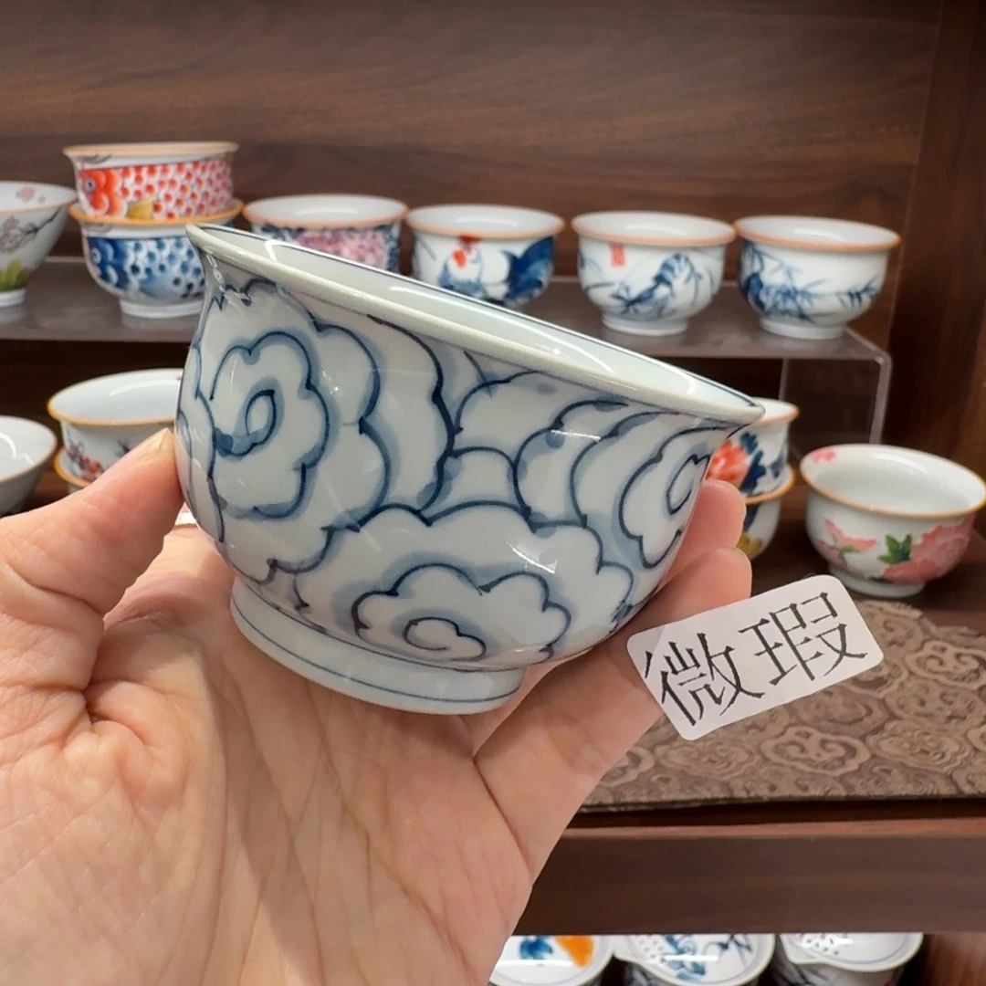 釉下手绘茶具微瑕