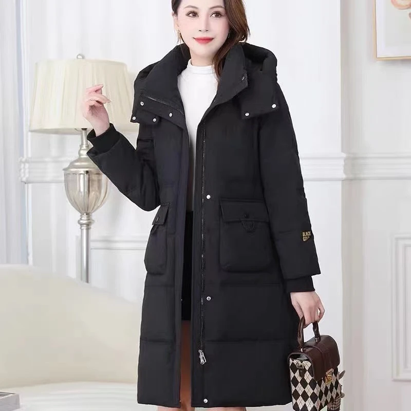 【撤柜断码甩】M138时尚休闲百搭连帽中长款加厚保暖冬季棉衣棉服