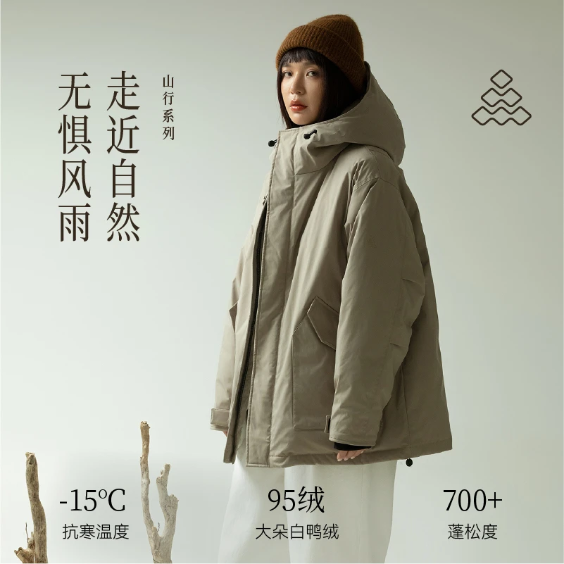 道木熙新款户外山系风95白鸭绒休闲保暖防风派克情侣款
