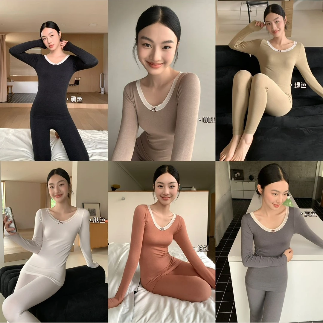 P&C studio 绵羊毛轻感发热内衣套装