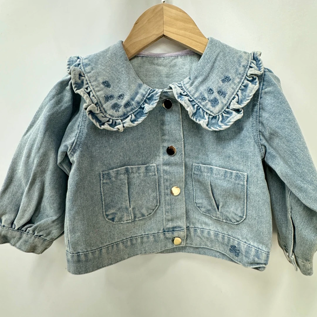 40705-纯色牛仔儿童童装少女风女洋气儿童牛仔外套