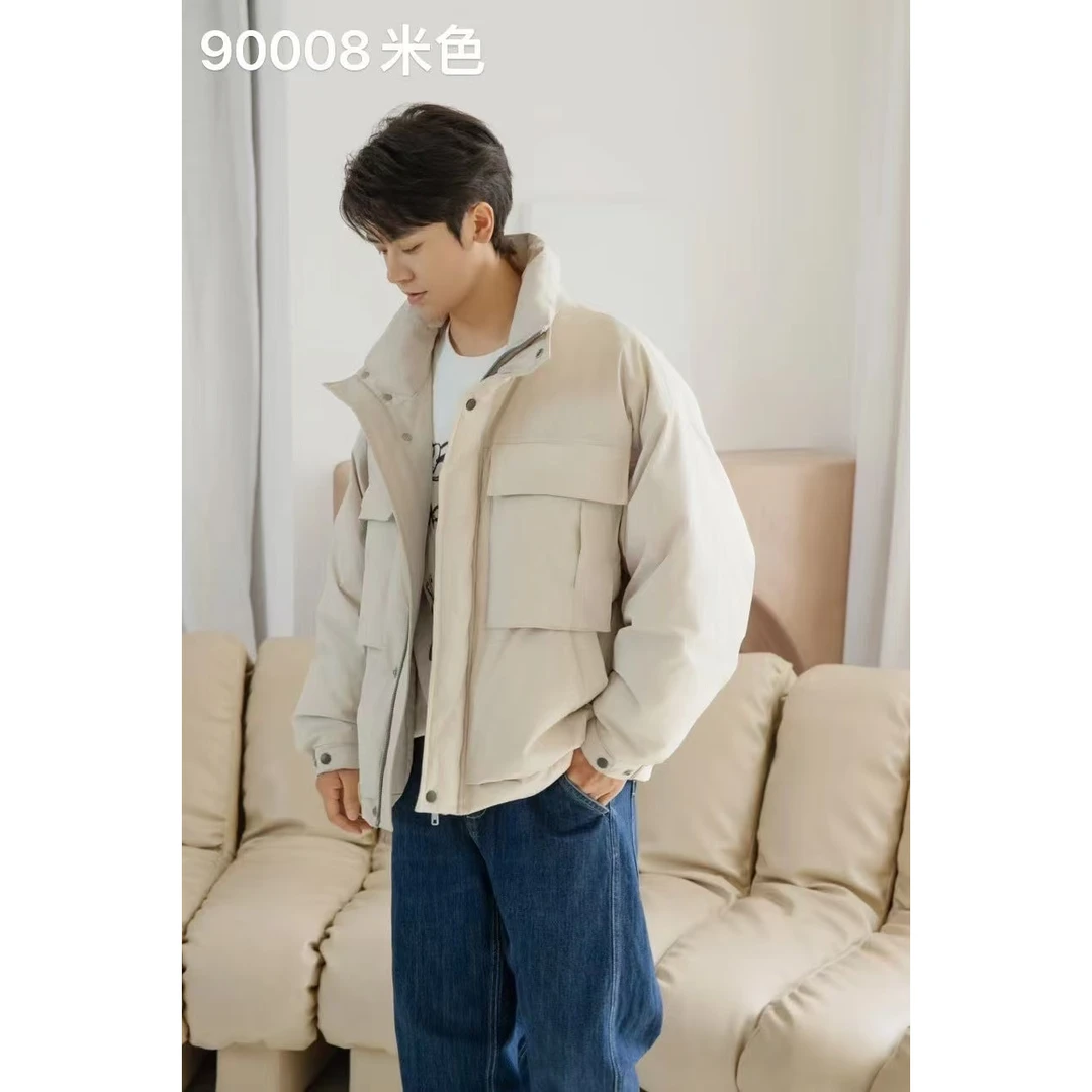【杭派YS】都市穿搭纯色结构工装风情侣款立领羽绒服90008