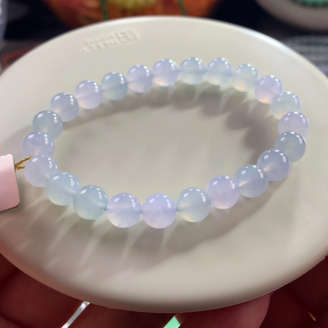 翡翠未镶嵌手链翡翠冰胶底梦幻蓝紫多宝卡8+