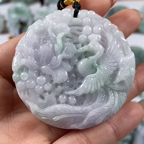 翡翠颈饰未镶嵌凤穿牡丹两面工福利