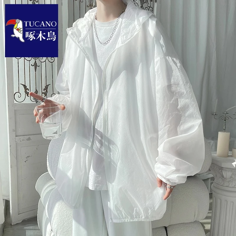 啄木鸟冰感连帽防晒衣服夏季男女同款防晒韩版休闲外套大码风衣男