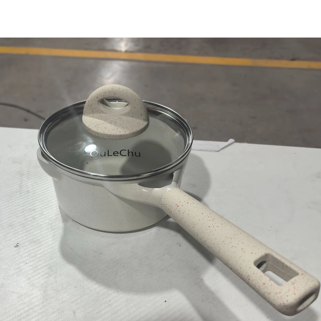 欧乐厨16cm冰淇淋白奶锅麦饭石高品质家用宝宝辅食锅多功能料理锅