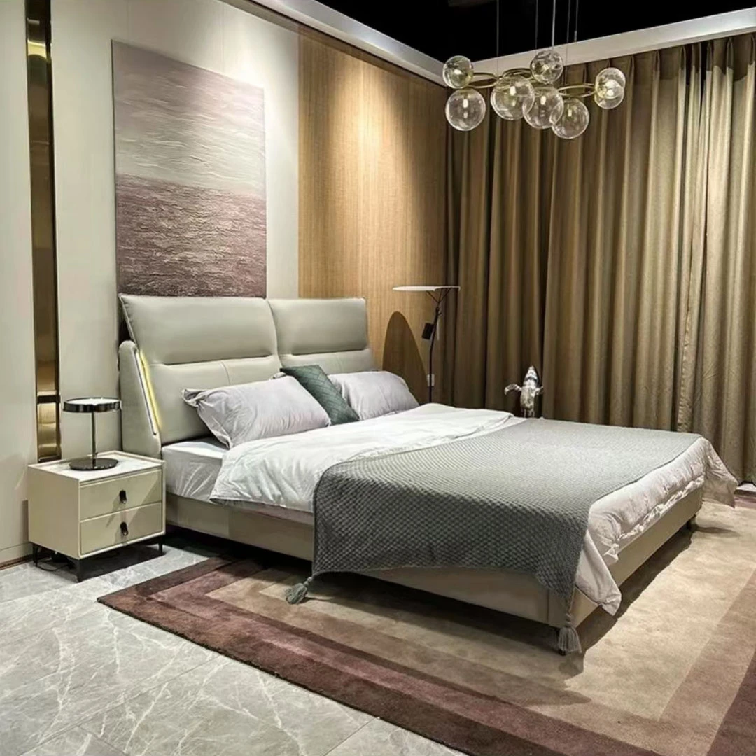 063轻奢简约大床免洗主卧室储物高箱皮现代意式高端儿童床定制