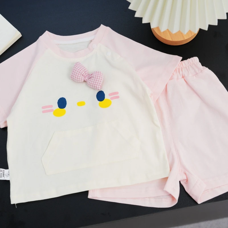 女宝宝超萌套装夏季新款韩版婴幼儿可爱卡通短袖T恤短裤两件套潮