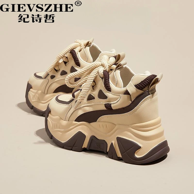 纪诗哲百搭时尚女鞋厚底增高老爹鞋女秋冬新款休闲运动鞋舒适透气