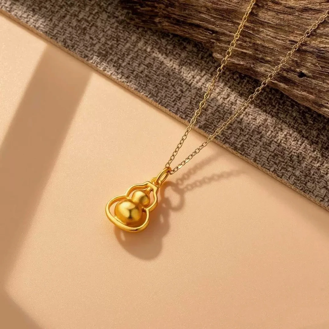 铜合金项链 项链女金色葫芦吊坠本命年福禄传承送女友生日礼物