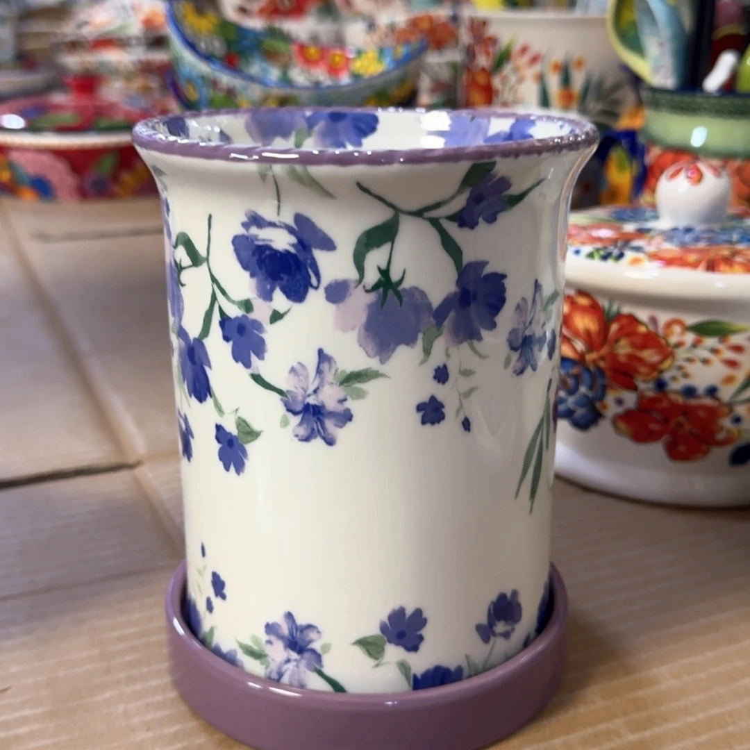 陶瓷紫色花大号筷子桶一只