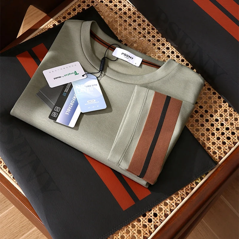 轻奢系列！液氨空气层面料！超细腻透气！新款男士圆领短袖T恤衫