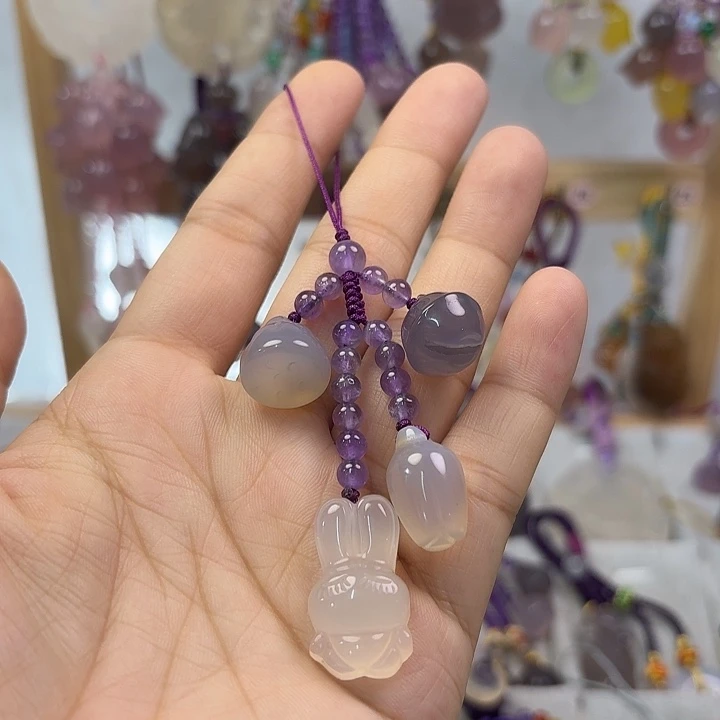 手机挂件，紫色款小玉兔