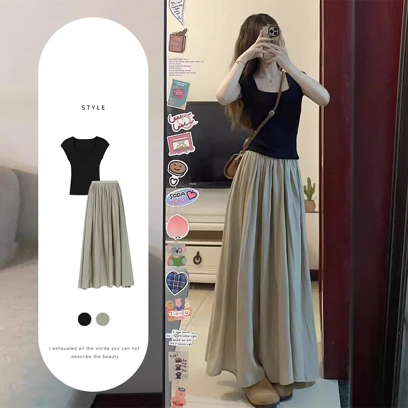 夏季2025新款爆款洋气裙子套装女小众炸街高级感纯欲慵懒风女装