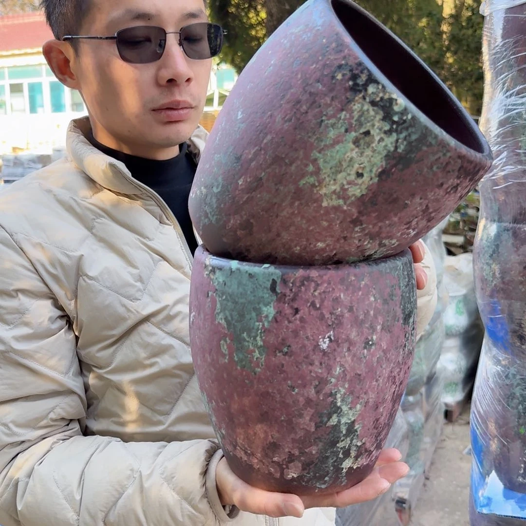 紫砂花盆19高21（两个蛋壳酱紫