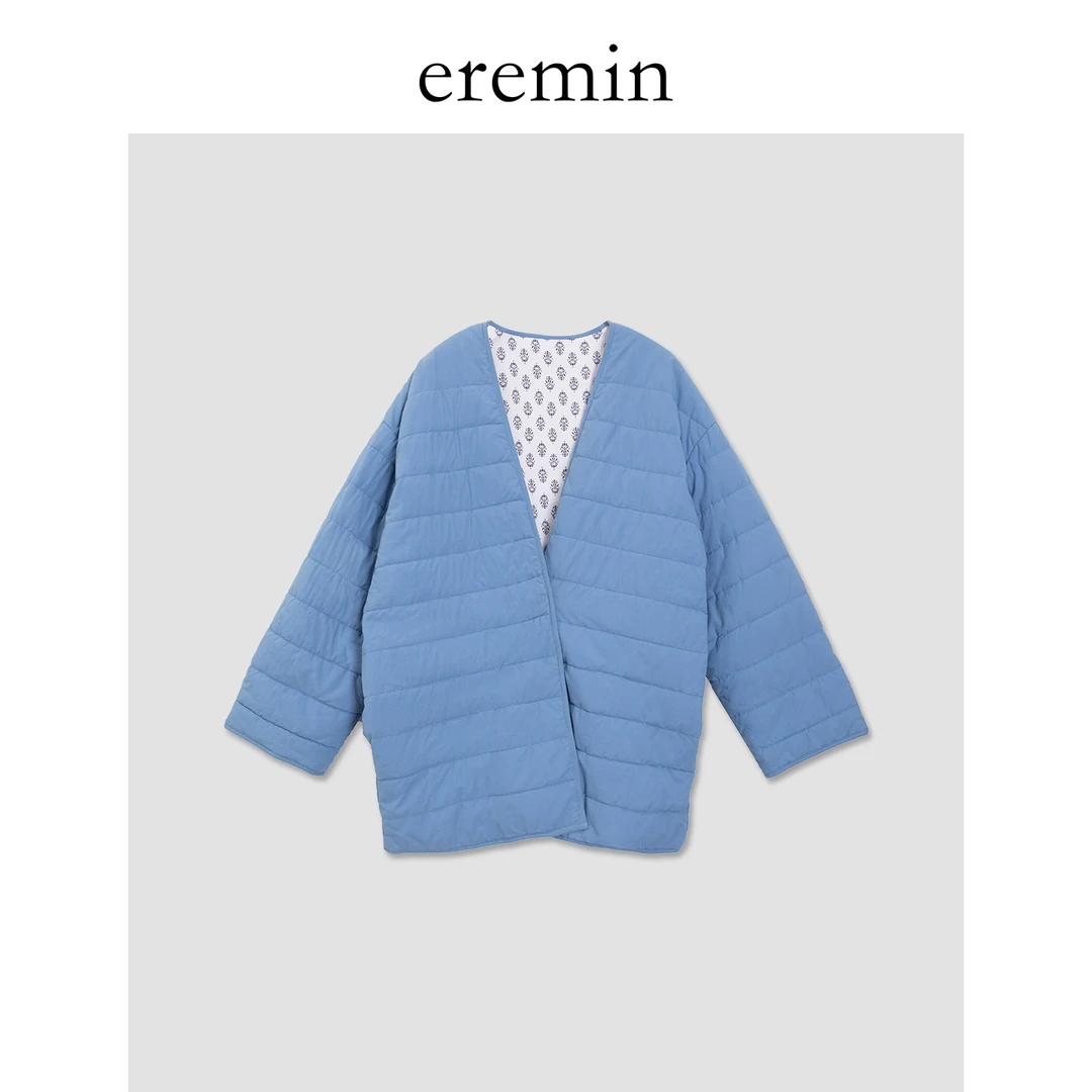 绗线棉服/定染色横格绗棉磁吸扣廓形棉服55567