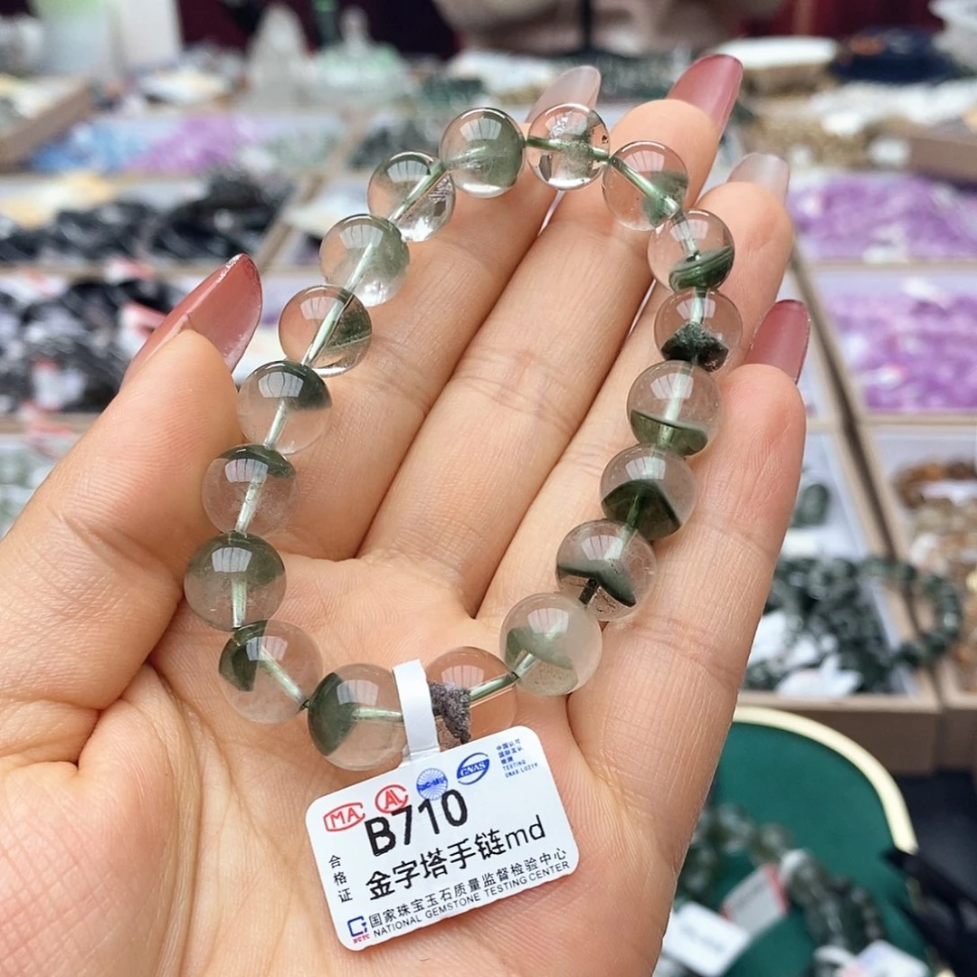 水晶手链未镶嵌B710金字塔绿幽灵10m