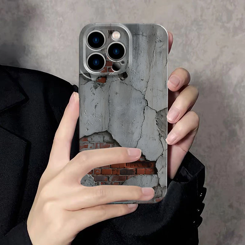 小众红砖水泥墙适用苹果16/15pro手机壳华为P70vivo小米13oppo套