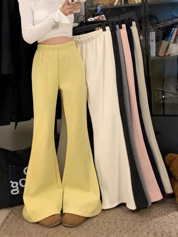 早春大码百搭微喇叭裤女修身高腰显瘦垂感新款设计感休闲裤