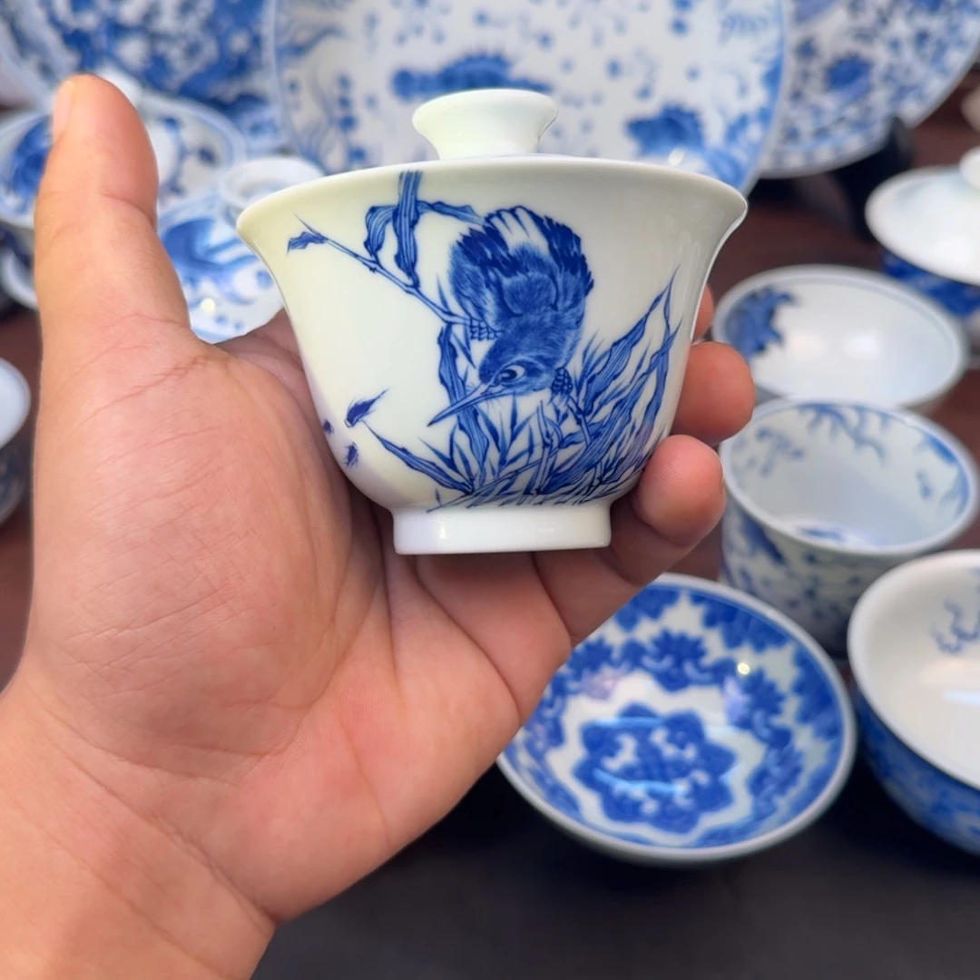 摆件单翠盖碗手绘